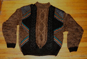 Vintage Street Scenes 90s Patterned Grandpa Sweater Grunge Men’s M Art To Wear